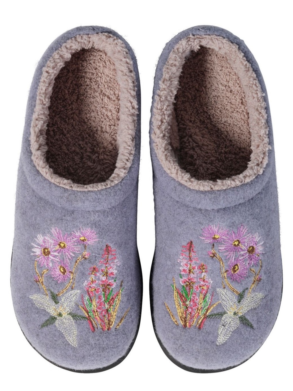 L.L. Bean Women's Daybreak Scuffs Motif purple floral wool clog slippers size 9